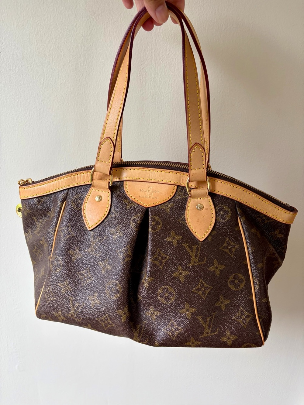 Monogram Shoulder Bag in Brown and Natural